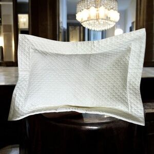 New! Restoration Hardware Diamond Cotton Ivory Boudoir Sham